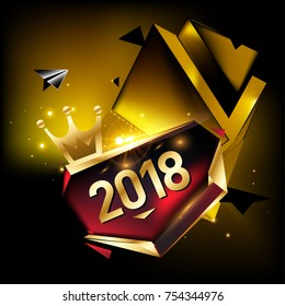 
Vector New Year 2018 Poster and Calendar Cover. New Year Greeting Card and Background.
