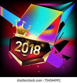 
Vector New Year 2018 Poster and Calendar Cover. New Year Greeting Card and Background.
