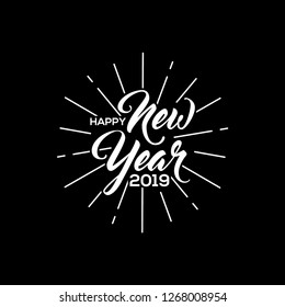 vector new year 2019 white text