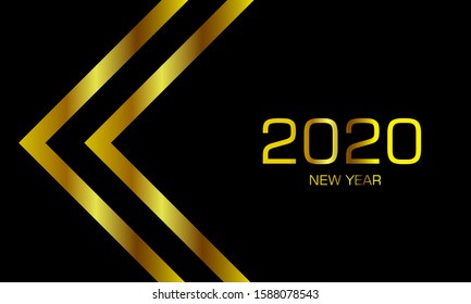 Vector new year 2020 special background with gold theme decoration. Simple and modern luxury design. Illustration EPS 10