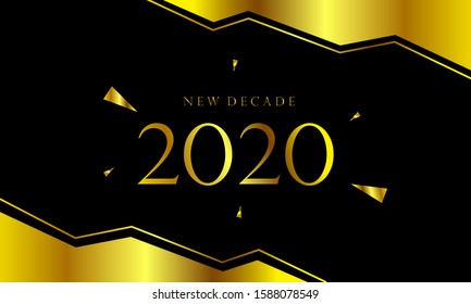 Vector new year 2020 special background with gold theme decoration. Simple and modern luxury design. Illustration EPS 10