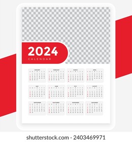 vector new year 2024 red calendar design