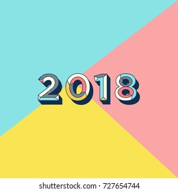 Vector New Year Abstract Retro Pop Font With Pop Colour Background