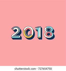 Vector new year abstract retro pop with pop font colour background