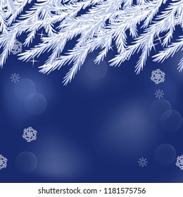 Vector of New Year background with fir twigs,sparcles and bables
