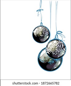 
VECTOR New Year Background with a
stylish  original hand-drawn graphics sketch image with beautiful Glasses balls for design Christmas card 