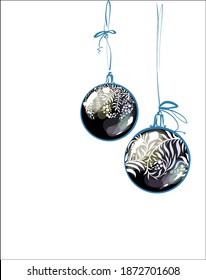 
VECTOR New Year Background with a
stylish  original hand-drawn graphics sketch image with beautiful Glasses balls for design Christmas card 