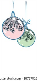 
VECTOR New Year Background with a
stylish  original hand-drawn graphics sketch image with beautiful Glasses balls for design Christmas card 