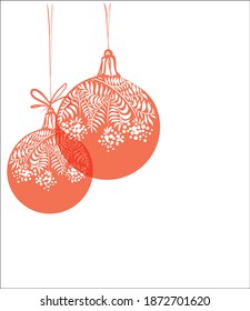 
VECTOR New Year Background with a
stylish  original hand-drawn graphics sketch image with beautiful Glasses balls for design Christmas card 