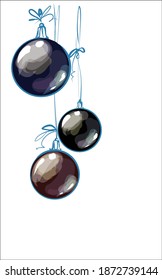 
VECTOR New Year Background with a
stylish  original hand-drawn graphics sketch image with beautiful Glasses balls for design Christmas card 