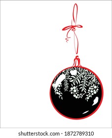 VECTOR New Year Background with a stylish original hand-drawn beautiful glass ball. Graphic sketch image for Christmas card design.