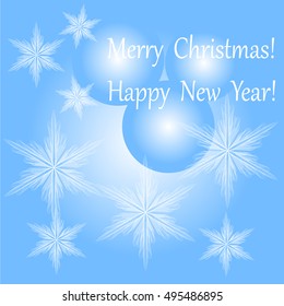 vector  of new year banner with balls snowflakes and word