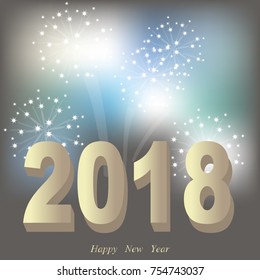 vector of New Year banner with number 2018 and firework