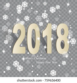 Vector of New Year banner with snowflakes and new year number 2018.3d figures

