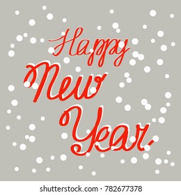 vector of new year banner with words happy new year and snowfall
