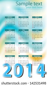 Vector new year calendar 2014 abstract background