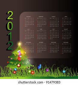 vector new year calender with christmas tree