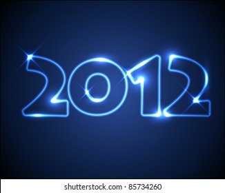 Vector New Year card 2012 made from blue neon lights