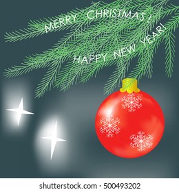 vector of new year card with new year ball and sparkles