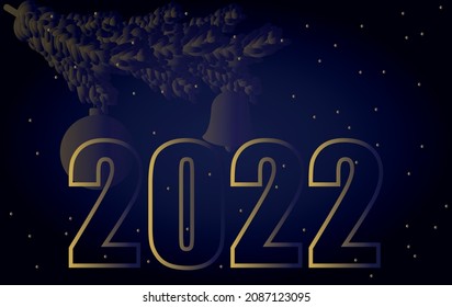 vector new year card on dark background. flat banner image from 2022