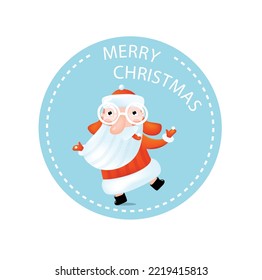 Vector New Year card with Santa Claus. Happy New Year and Merry Christmas! Poster, postcard, invitation. New Year's poster. Cartoon Santa Claus.