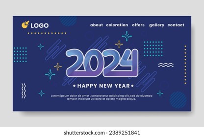 plantilla de página de inicio de celebración de año nuevo vectorial