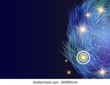 Vector New year and Christmas 2017 bright neon glowing lights background with snowflakes, stars. Postcard, flyer, banner