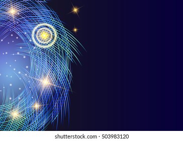 Vector New year and Christmas 2017 bright neon glowing lights background with snowflakes, stars. Postcard, flyer, banner