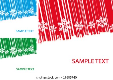 Vector New Year and Christmas background. The decor of the White Snowflakes. and bands. Red, blue, green. (See raster version  Also In My Portfolio)