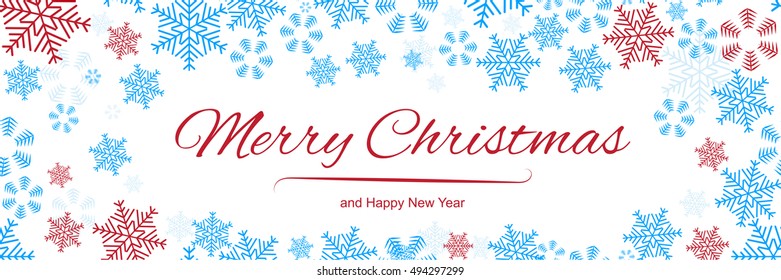 Vector New Year or Christmas background with snowflakes border