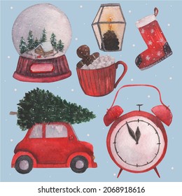 Vector new year and christmas set illustration