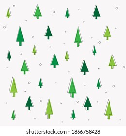 Vector Año Nuevo patrón de vacaciones de invierno navideñas con árboles, nieve, árboles de navidad y estrellas, copos de nieve. idea de papel envolvente, fondo de pantalla, fondo