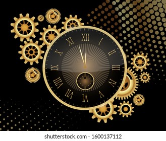 vector new year clock, with an elegant appearance.