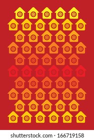 Vector new year and common use pattern with house and snowflake