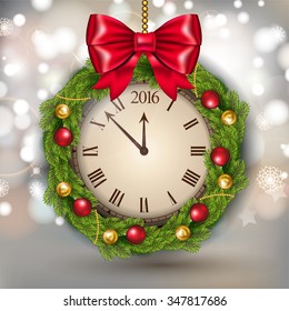 Vector New Year Concept with Clock