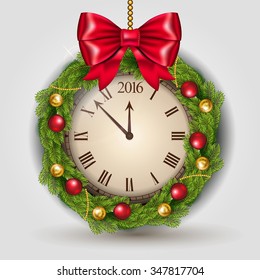 Vector New Year Concept with Clock