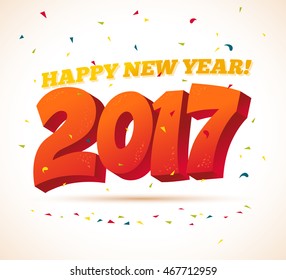 Vector New Year congratulation design. Xmas card congratulation illustration. Holiday card design element. Merry Christmas, happy New Year memory card, advertisement design. Funny red letters.