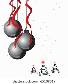 vector New Year firecracker Christmas Christmastime decorations ball bow red gray