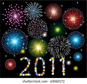 vector new year fireworks
