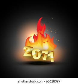 vector new year in flaming art