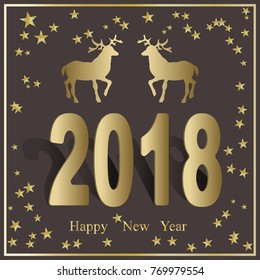 Vector of new year greeting banner with new year number 2018,deer and stars.Christmas design
