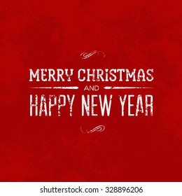 Vector New Year greeting card design. Old worn typography over grungy weathered paper background. 
