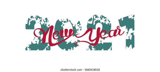 vector con letras de año nuevo y números de 2021 en blanco, banner