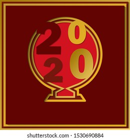 vector of new year numbers 2020 in paper cut style
