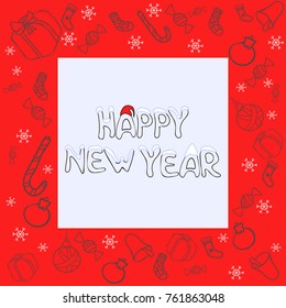 Vector new year red background with text. Happy new year.