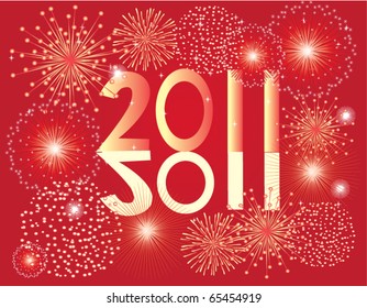 vector new year red fireworks