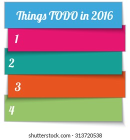 Vector New Year Resolution multi color todo List template for 2016