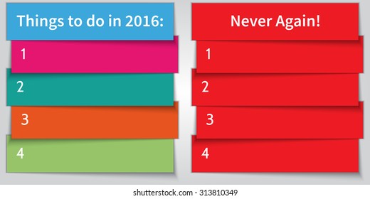 Vector New Year Resolution multi color double List template for 2016