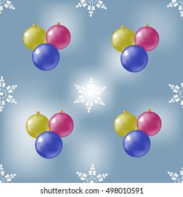 vector of new year seamless pattern with christmas ball and snowflakes