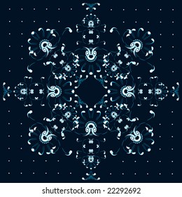 vector / new year snowflake greeting card / blue